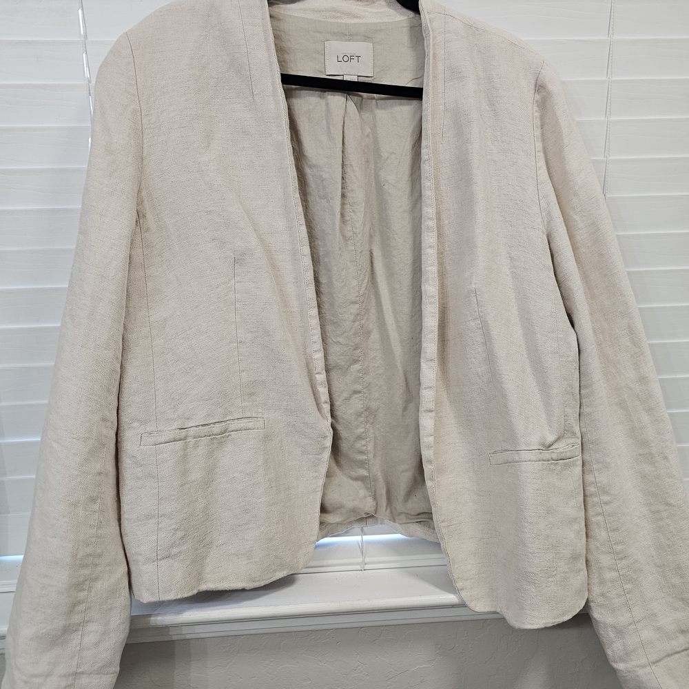 LOFT Open-Front Blazer in Light Cream
